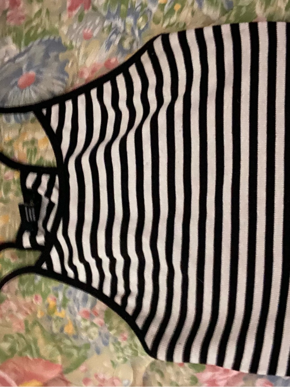 Urban Outfitters Black and White Striped Ribbed Tank Bodysuit